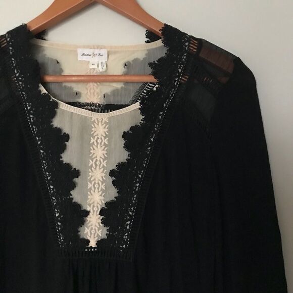 Meadow Rue XS Anthro lace front henley blouse top - Picture 1 of 5
